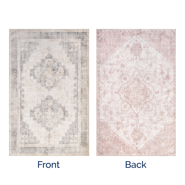 Reversible Beige Washable Area Rug 152x244 cm