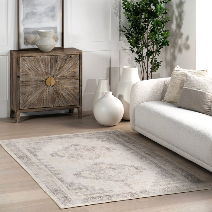 Reversible Beige Washable Area Rug 152x244 cm