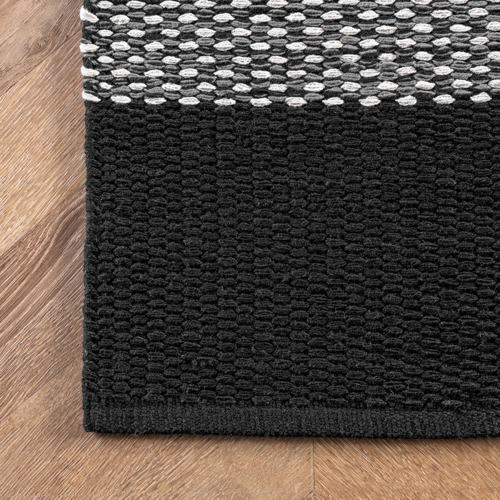 Reversible Black Cotton Flatweave Area Rug 120x180 cm