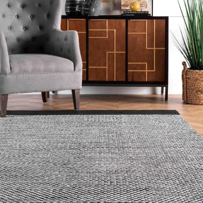 Reversible Black Cotton Flatweave Area Rug 120x180 cm