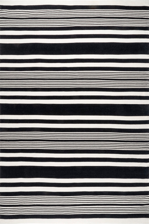 Reversible Black Striped Jute Rug for Living Room 152cm x 244cm