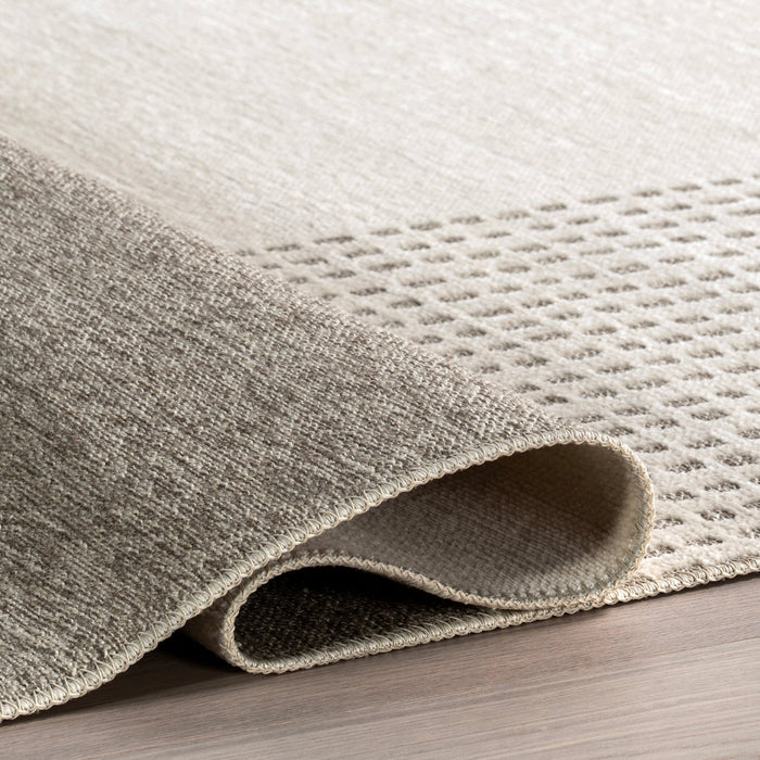 Reversible Cream Plaid Washable Area Rug 160x230 cm