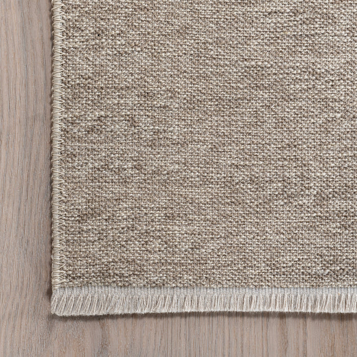 Reversible Cream Plaid Washable Area Rug 160x230 cm