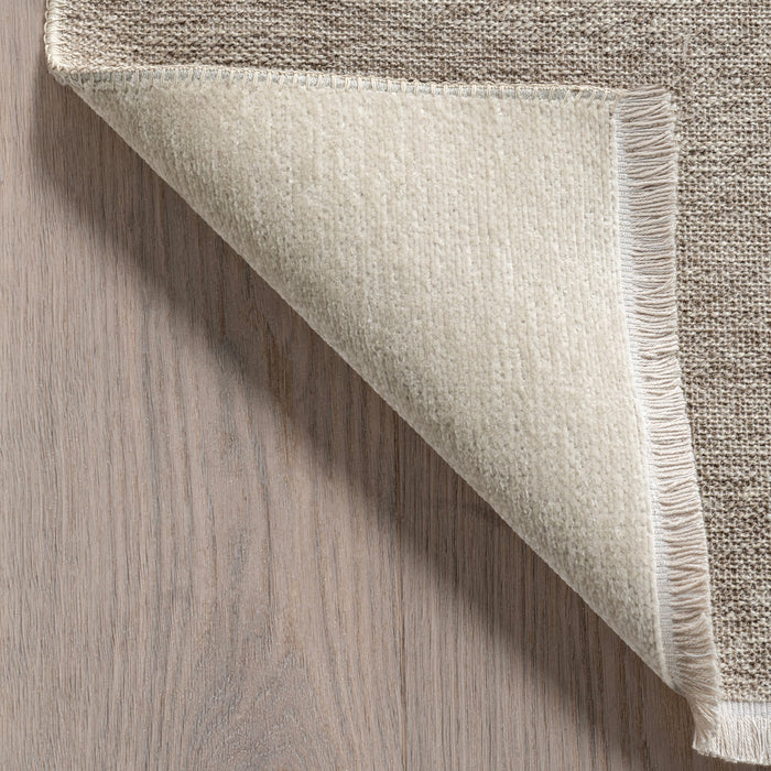 Reversible Cream Plaid Washable Area Rug 160x230 cm