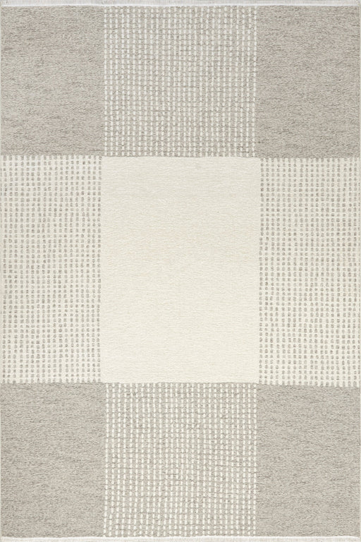 Reversible Cream Plaid Washable Area Rug 160x230 cm