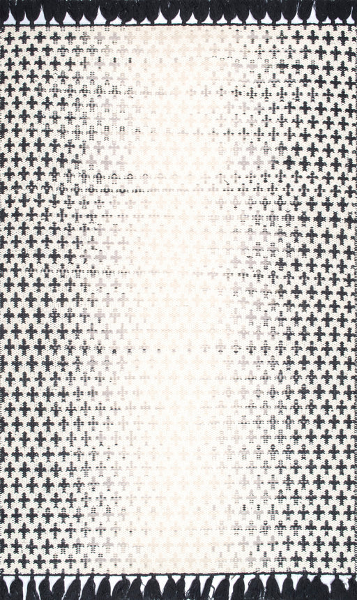 Reversible Faded Crosses Tassel Area Rug 120x180 cm Ivory