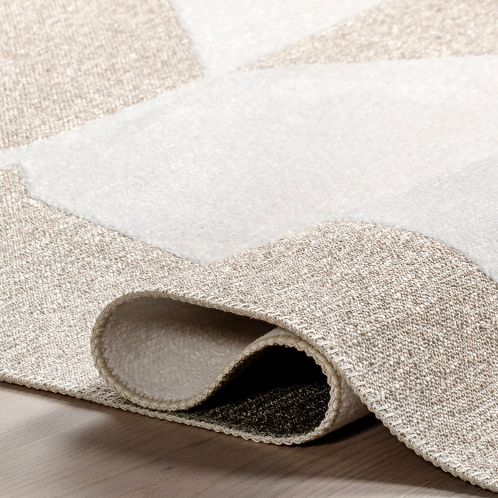 Reversible Geometric Washable Rug 152x244 cm Beige