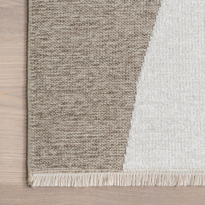 Reversible Geometric Washable Rug 152x244 cm Beige