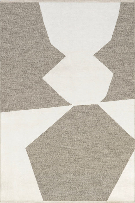 Reversible Geometric Washable Rug 152x244 cm Beige