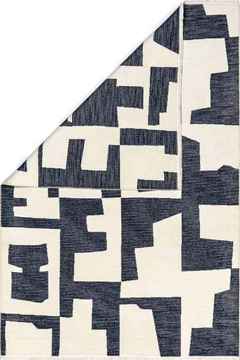 Reversible Geometric Washable Rug 152x244 cm Navy