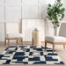 Reversible Geometric Washable Rug 152x244 cm Navy