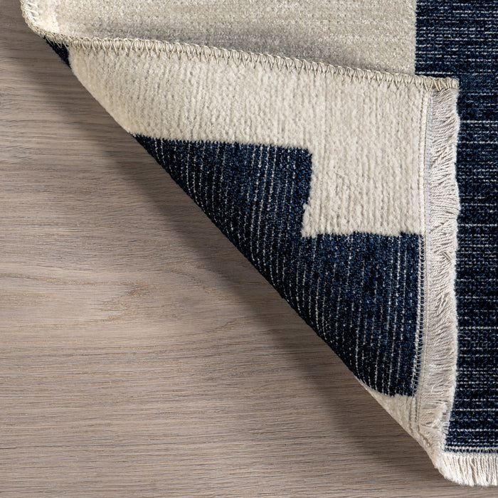 Reversible Geometric Washable Rug 152x244 cm Navy