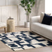 Reversible Geometric Washable Rug 152x244 cm Navy
