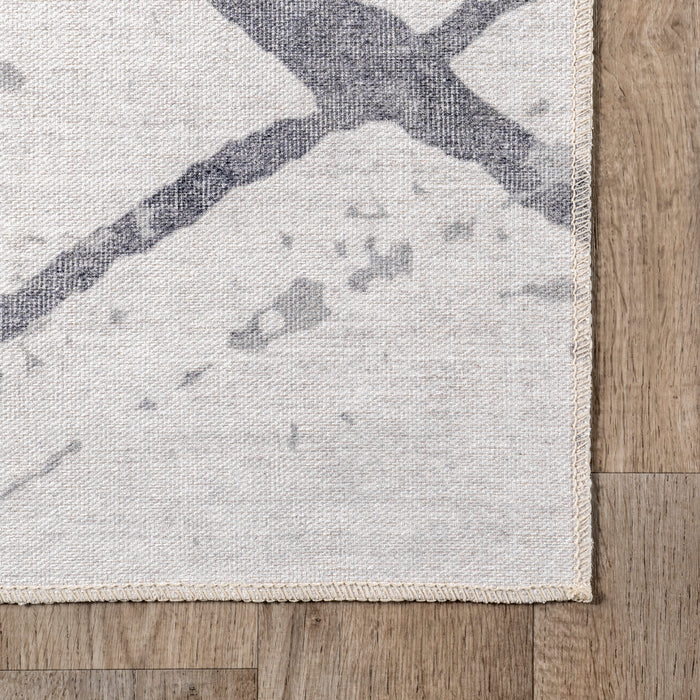 Reversible Machine Washable Rug in Beige and Blue