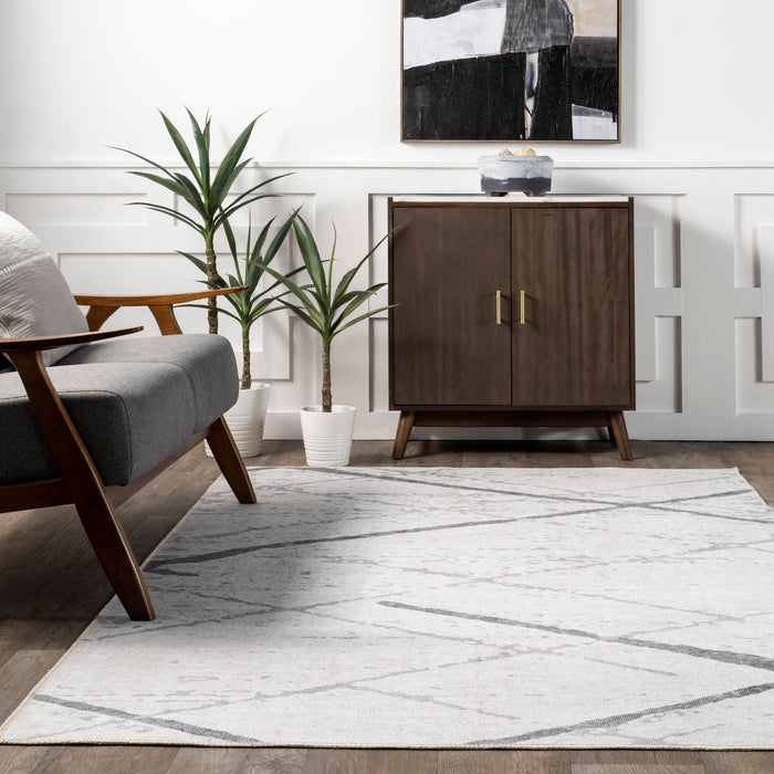 Reversible Machine Washable Rug in Beige and Blue