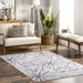 Reversible Navy Grey Washable Tropical Area Rug 140x200 cm