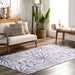 Reversible Navy Grey Washable Tropical Area Rug 140x200 cm