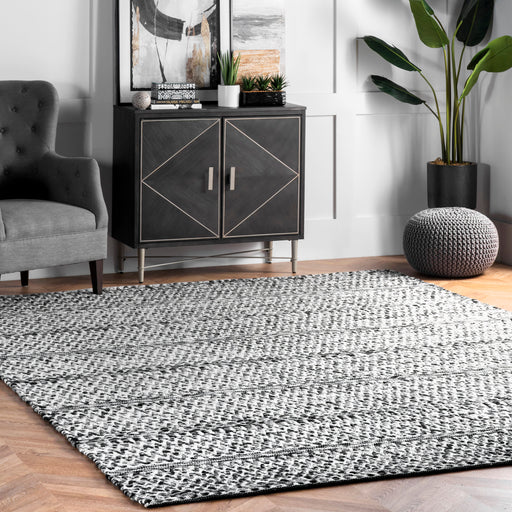 Reversible Striped Indoor Outdoor Rug 120x180 cm Silver