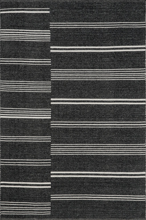 Reversible Striped Wool Area Rug 160x230 cm Dark Grey