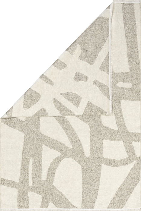 Reversible Washable Abstract Rug in Cream for Modern Spaces