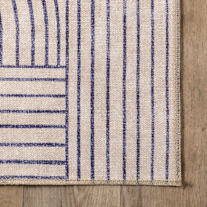 Reversible Washable Area Rug 152 Cm Beige And Navy