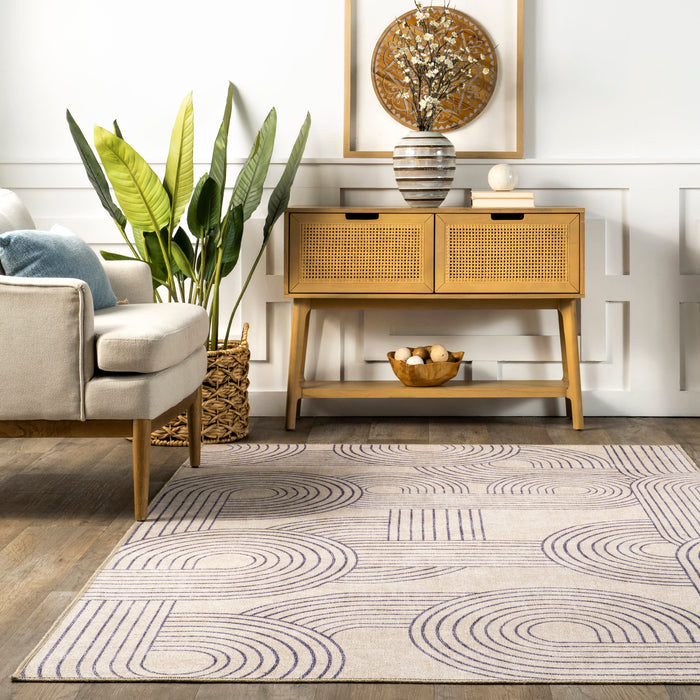 Reversible Washable Area Rug 152 Cm Beige And Navy