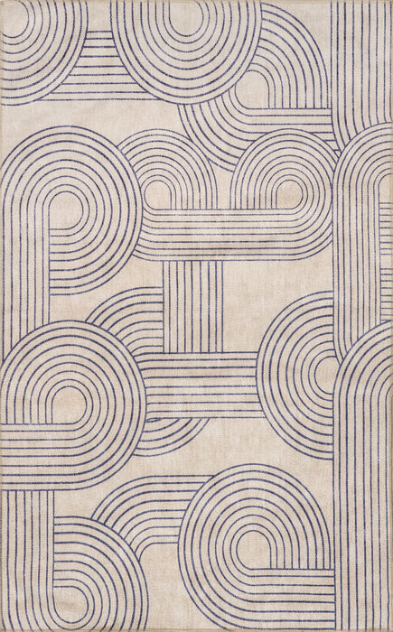 Reversible Washable Area Rug 152 Cm Beige And Navy