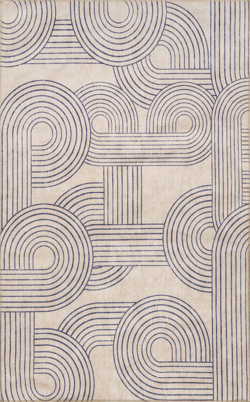 Reversible Washable Area Rug 152 Cm Beige And Navy