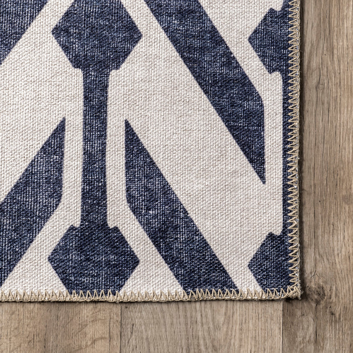 Reversible Washable Area Rug 160 Cm Beige Navy