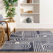 Reversible Washable Area Rug In Beige And Navy Colors