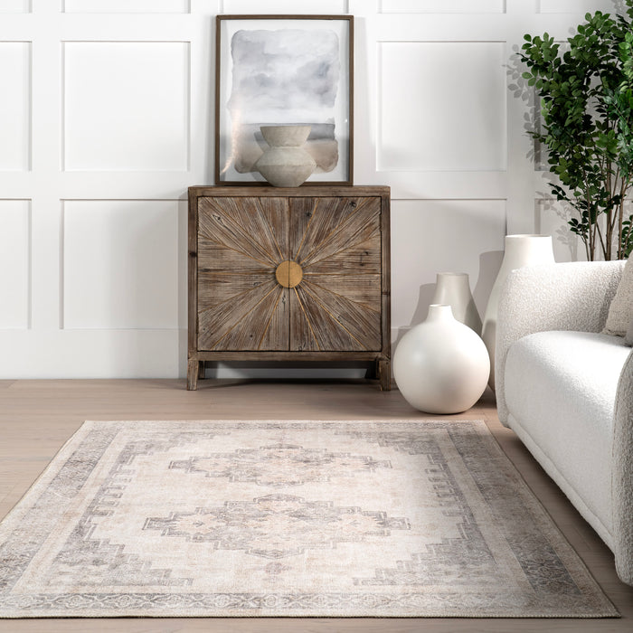 Reversible Washable Beige Area Rug for Versatile Style