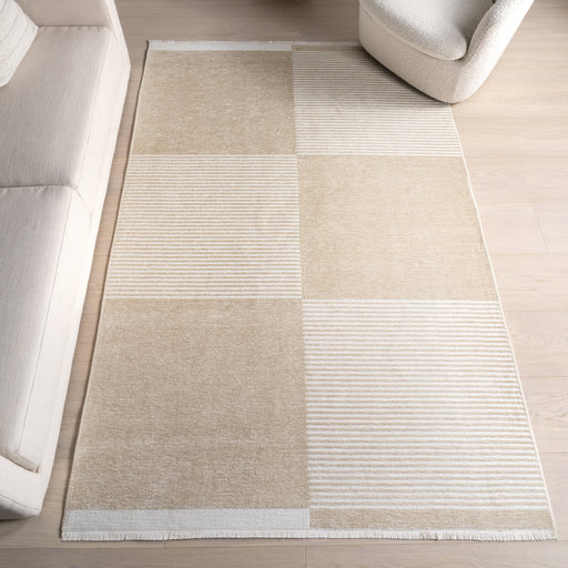 Reversible Washable Checkerboard Rug 142x203 cm Taupe