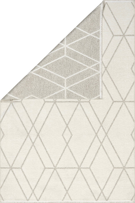 Tappeto geometrico lavabile reversibile 120x180 cm Beige