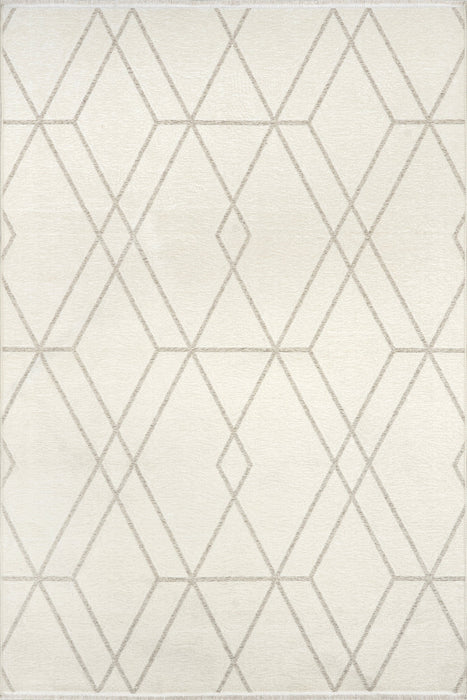 Tappeto geometrico lavabile reversibile 120x180 cm Beige