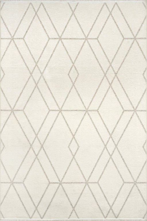 Käännettävä pestävä geometrinen alueen matto 120x180 cm beige