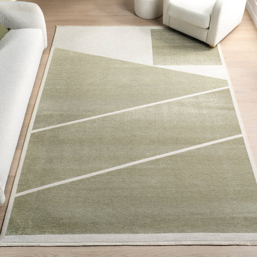 Omkeerbaar wasbaar geometrisch vloerkleed 120x180 cm groen