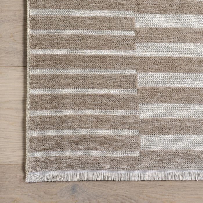 Reversible Washable Geometric Rug 120x180 cm Taupe