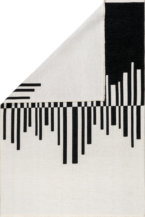 Reversible Washable Piano Keys Rug Black Cream 120x180 cm