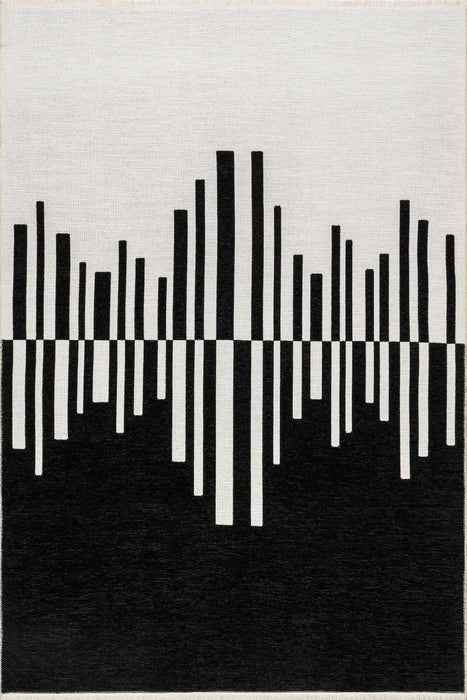 Reversible Washable Piano Keys Rug Black Cream 120x180 cm