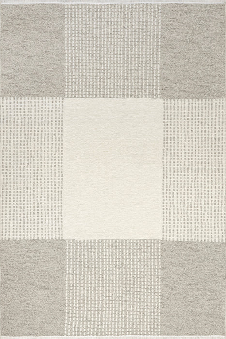 Reversible Washable Plaid Rug in Cream for Home Decoration