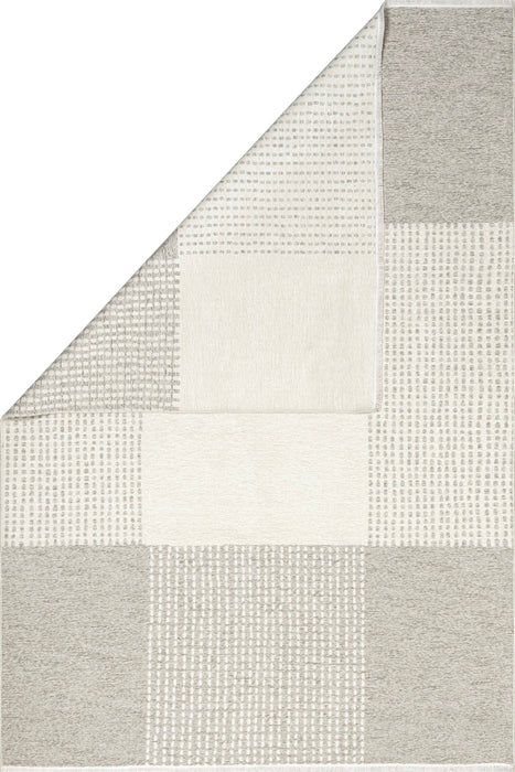 Reversible Washable Plaid Rug in Cream for Home Decoration