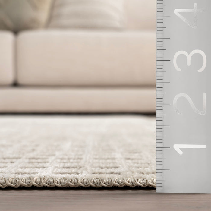 Reversible Washable Plaid Rug in Cream for Home Decoration