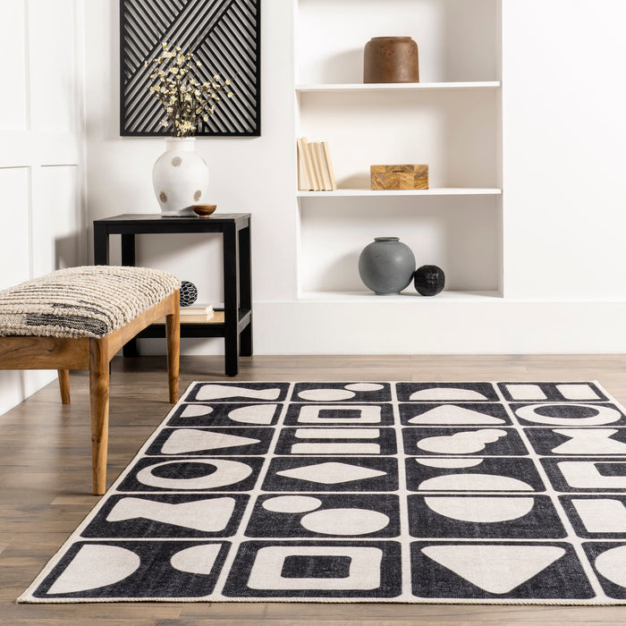 Reversible Washable Rug 152cm x 244cm Beige And Black