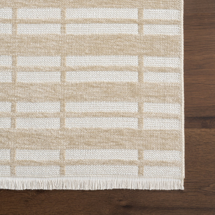 Reversible Washable Striped Rug 152x244 cm Taupe