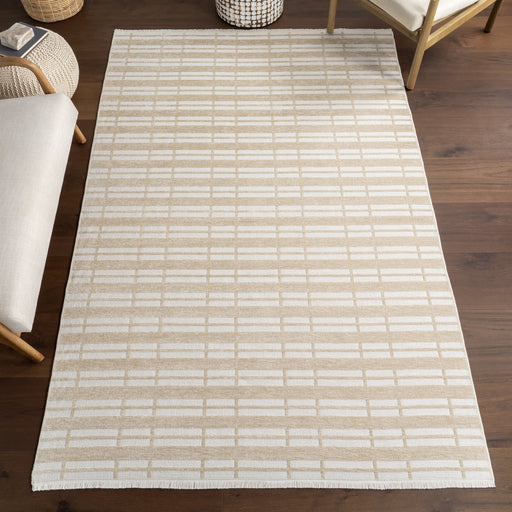 Reversible Washable Striped Rug 152x244 cm Taupe