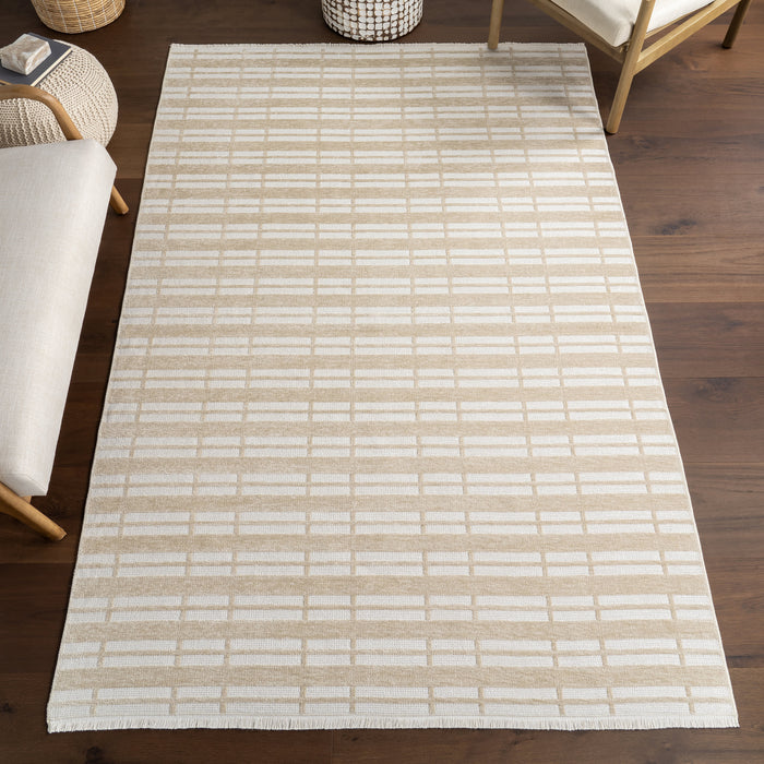 Reversible Washable Striped Rug 152x244 cm Taupe