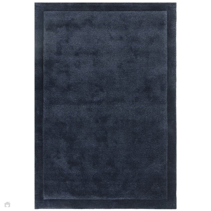 Rise Modern Plain Hand-Carved High-Density Heavyweight Hi-Low Border Wool&Viscose Navy Rug 120 x 170 cm