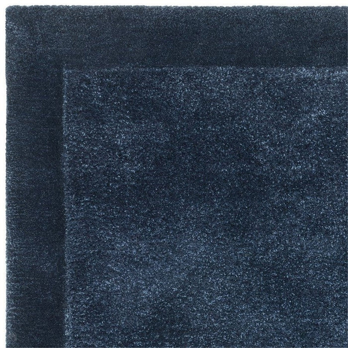 Rise moderne vanlig håndskåret høy tetthet tungvekt Hi-low Border Wool &amp; Viscose Navy Rug