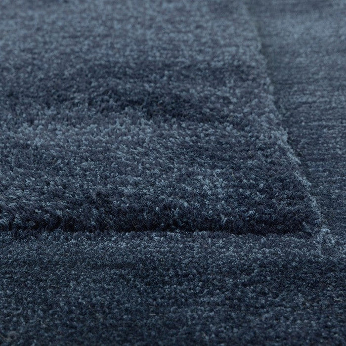 Rise moderne vanlig håndskåret høy tetthet tungvekt Hi-low Border Wool &amp; Viscose Navy Rug