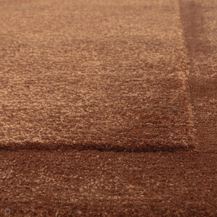 Rise Modern Plain Hand-Carved High-Density Heavyweight Hi-Low Border Wool&Viscose Rust Rug